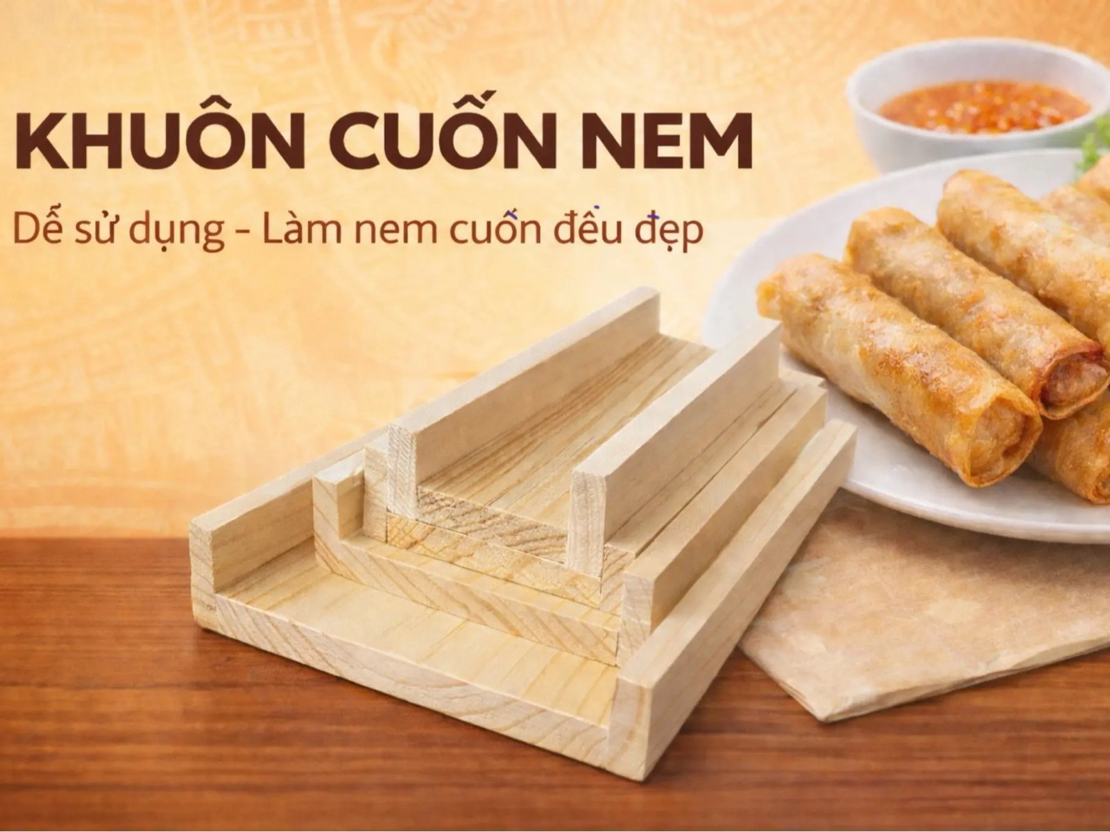 Khuôn Cuốn Nem Chả Giò Bằng Gỗ Tự Nhiên Dễ Dàng Sử Dụng An Toàn