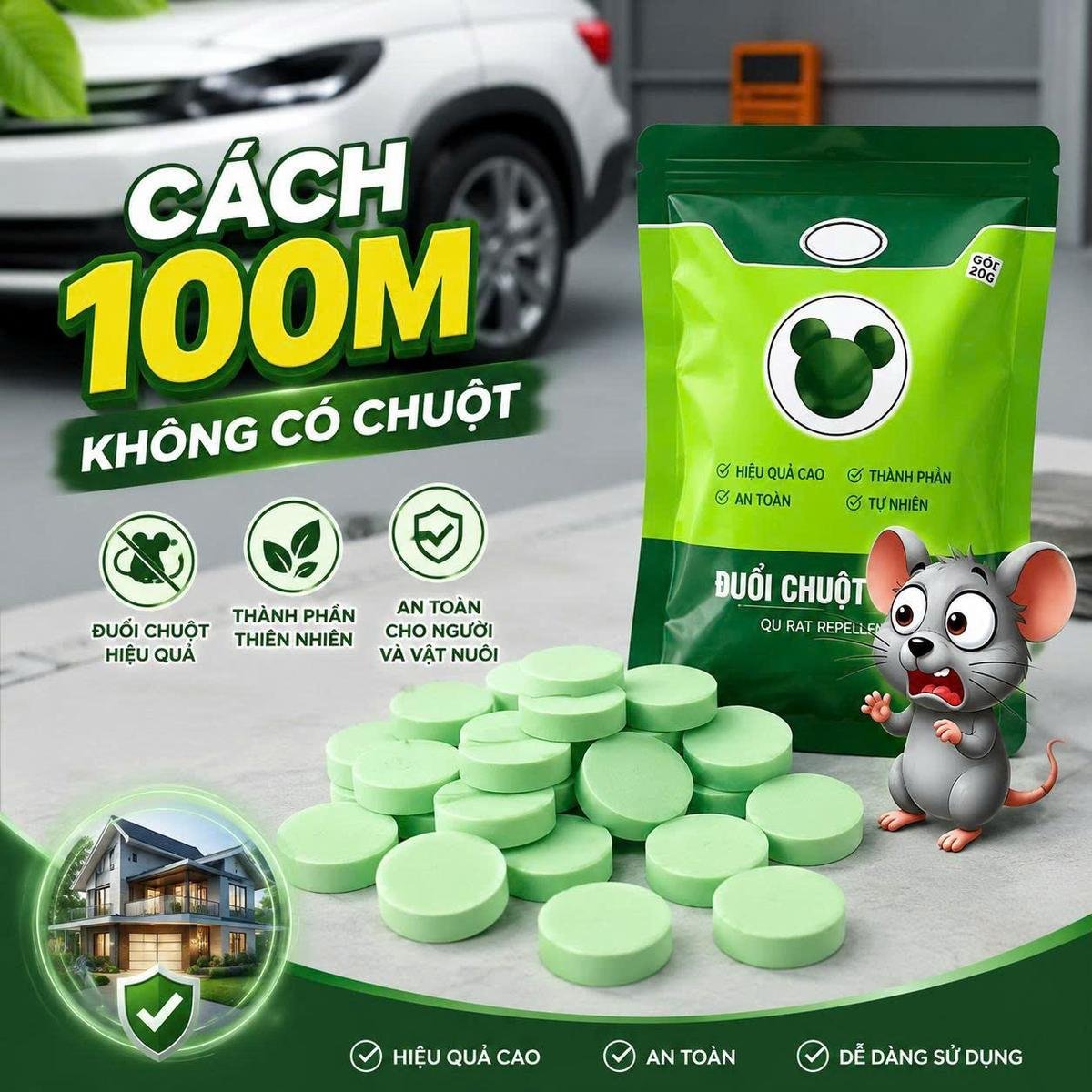 Viên Nén Đuổi Chuột & Gián Thảo Mộc Tự Nhiên (Công Thức Sinh Học Không Độc Hại, Hiệu Quả 3 Tháng)